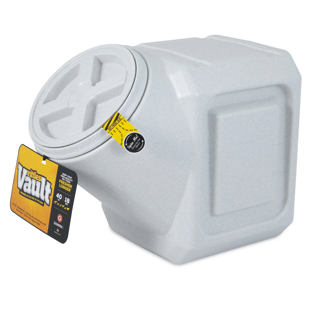 Vittles Vault Outback Stackable Plastic Dry Pet Food Storage Container for Dogs, Gray, 40 Pound Capacity