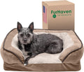 Orthopedic Dog Bed for Small Dogs W/ Removable Bolsters & Washable Cover, for Dogs up to 20 Lbs - Plush & Velvet Waves Perfect Comfort Sofa - Brownstone, Small