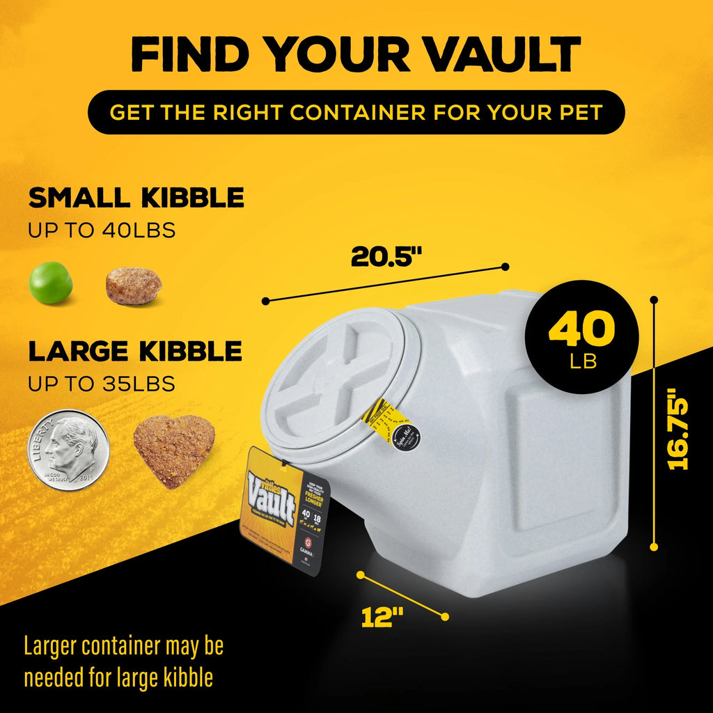 Vittles Vault Outback Stackable Plastic Dry Pet Food Storage Container for Dogs, Gray, 40 Pound Capacity