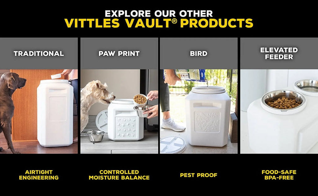 Vittles Vault Outback Stackable Plastic Dry Pet Food Storage Container for Dogs, Gray, 40 Pound Capacity