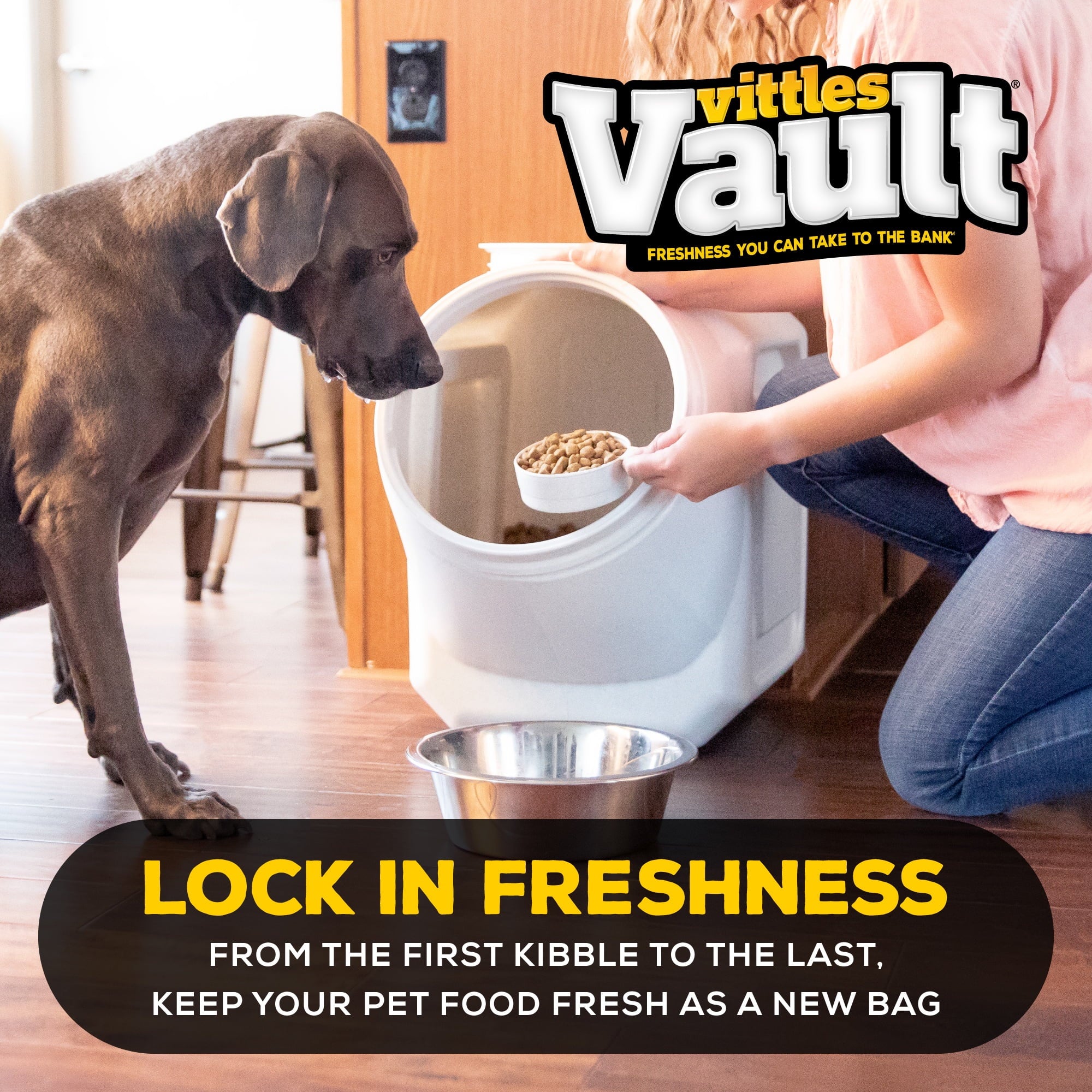 Vittles Vault Outback Stackable Plastic Dry Pet Food Storage Container for Dogs, Gray, 40 Pound Capacity